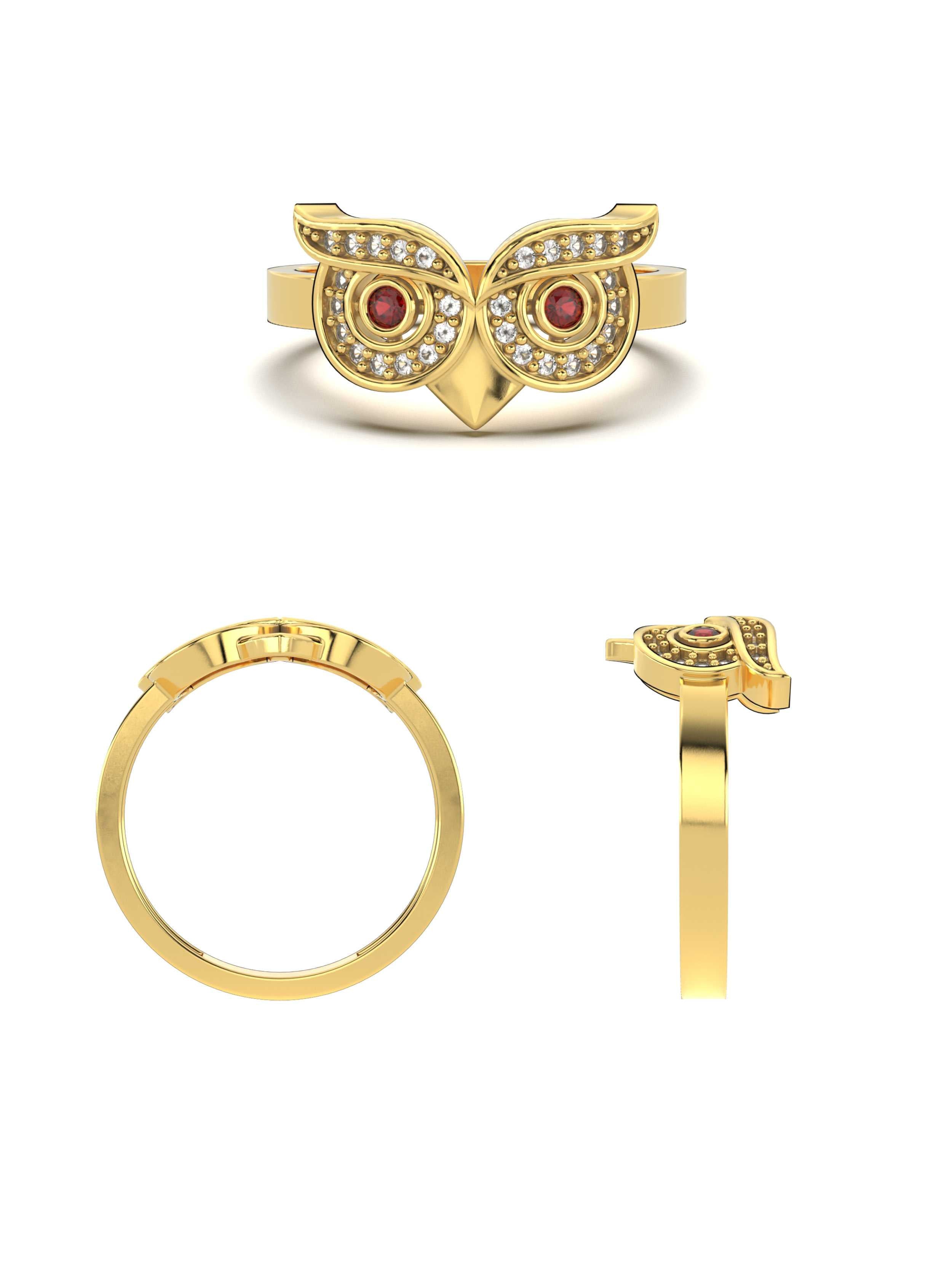 Baykuş Figürlü Vintage 14K Altın Yüzük - Elef Kuyumculuk