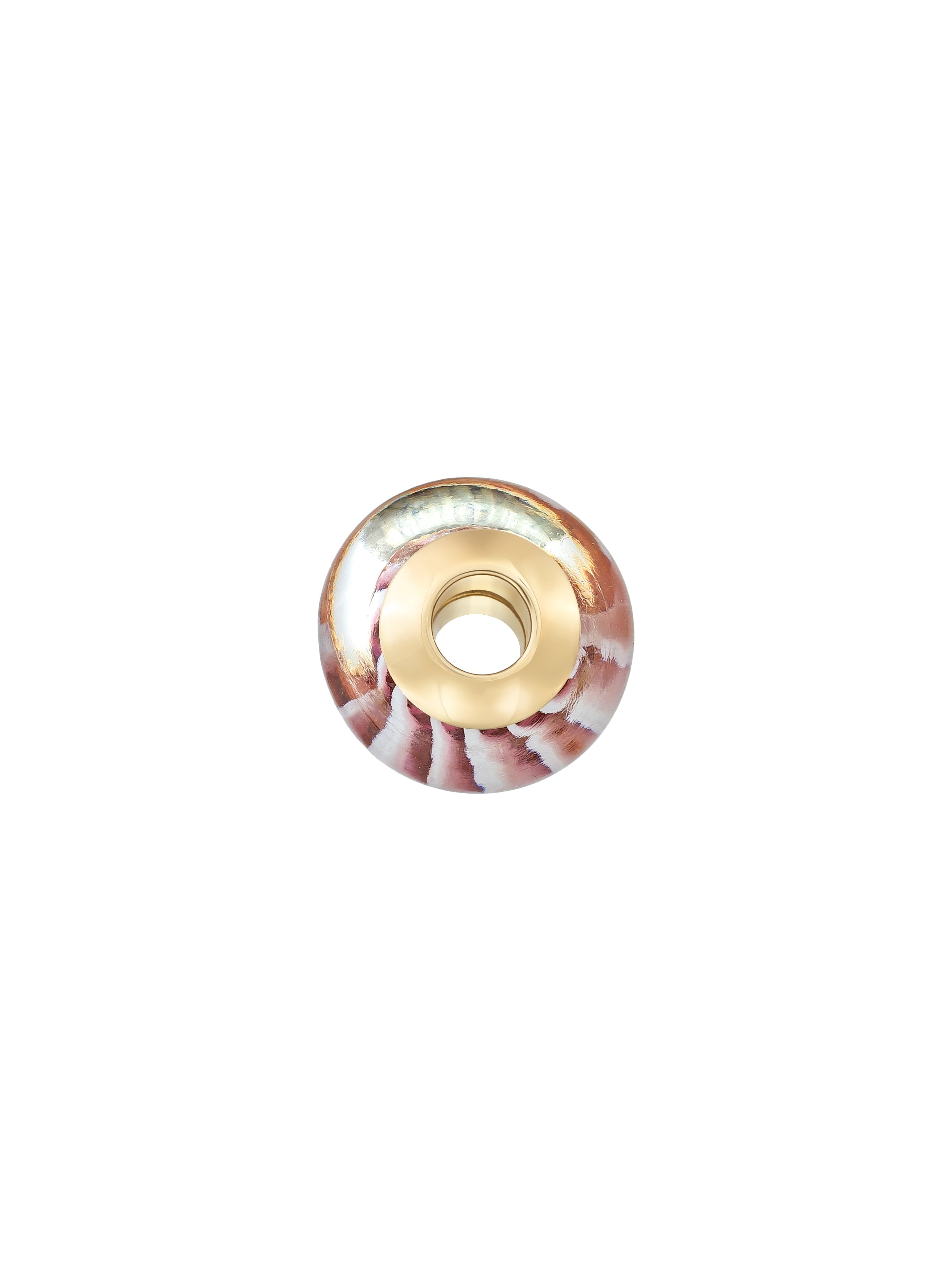 Beyaz Damar Detaylı Pembe 14K Altın Murano Cam Charm - Elef Kuyumculuk