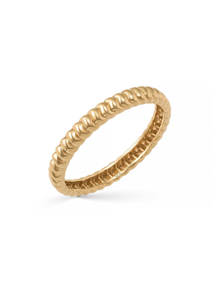 Bombeli Sıralı Modern 14K Altın Yüzük