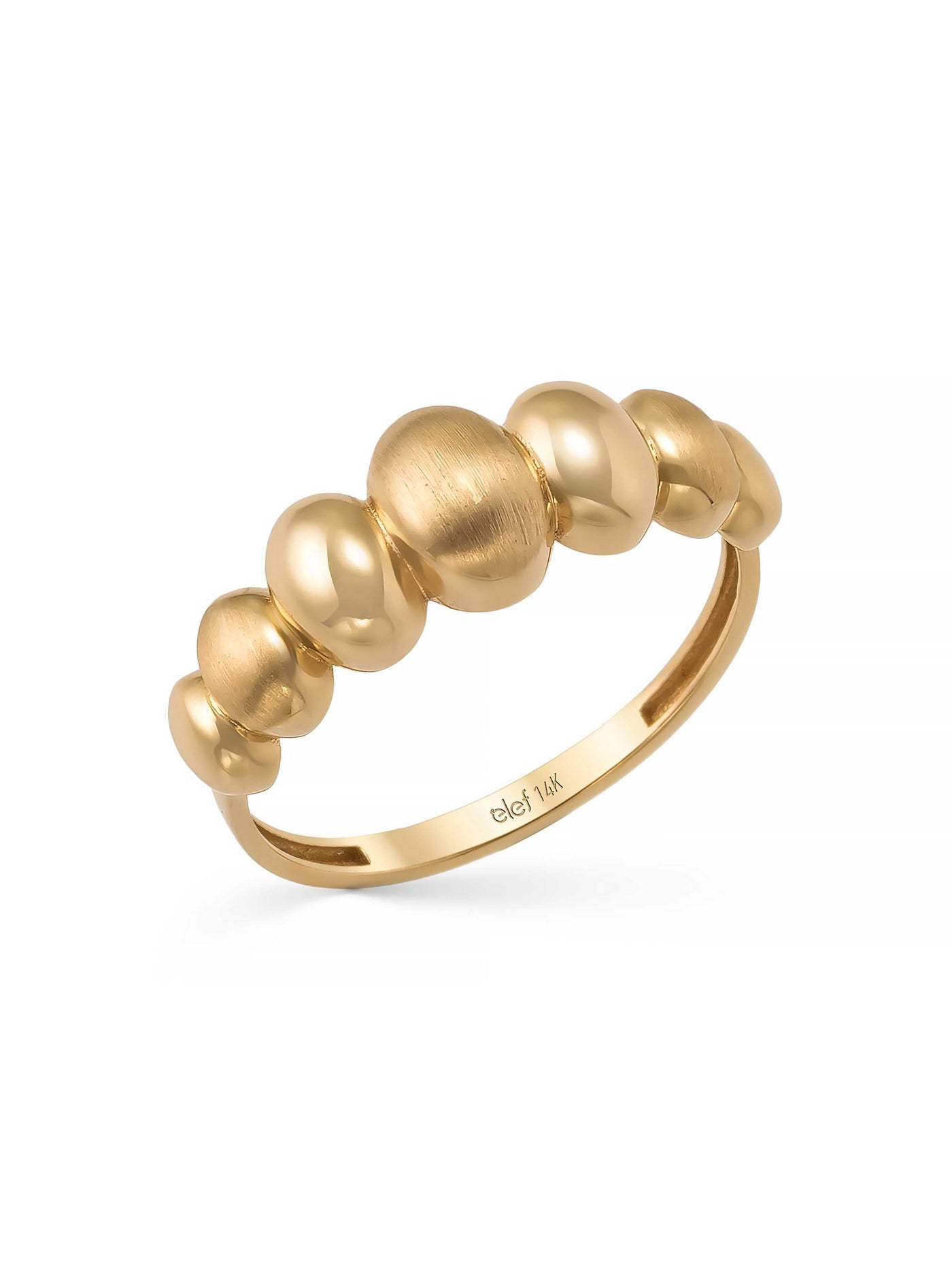 Bombeli Sıralı Modern 14K Altın Yüzük - Elef Kuyumculuk