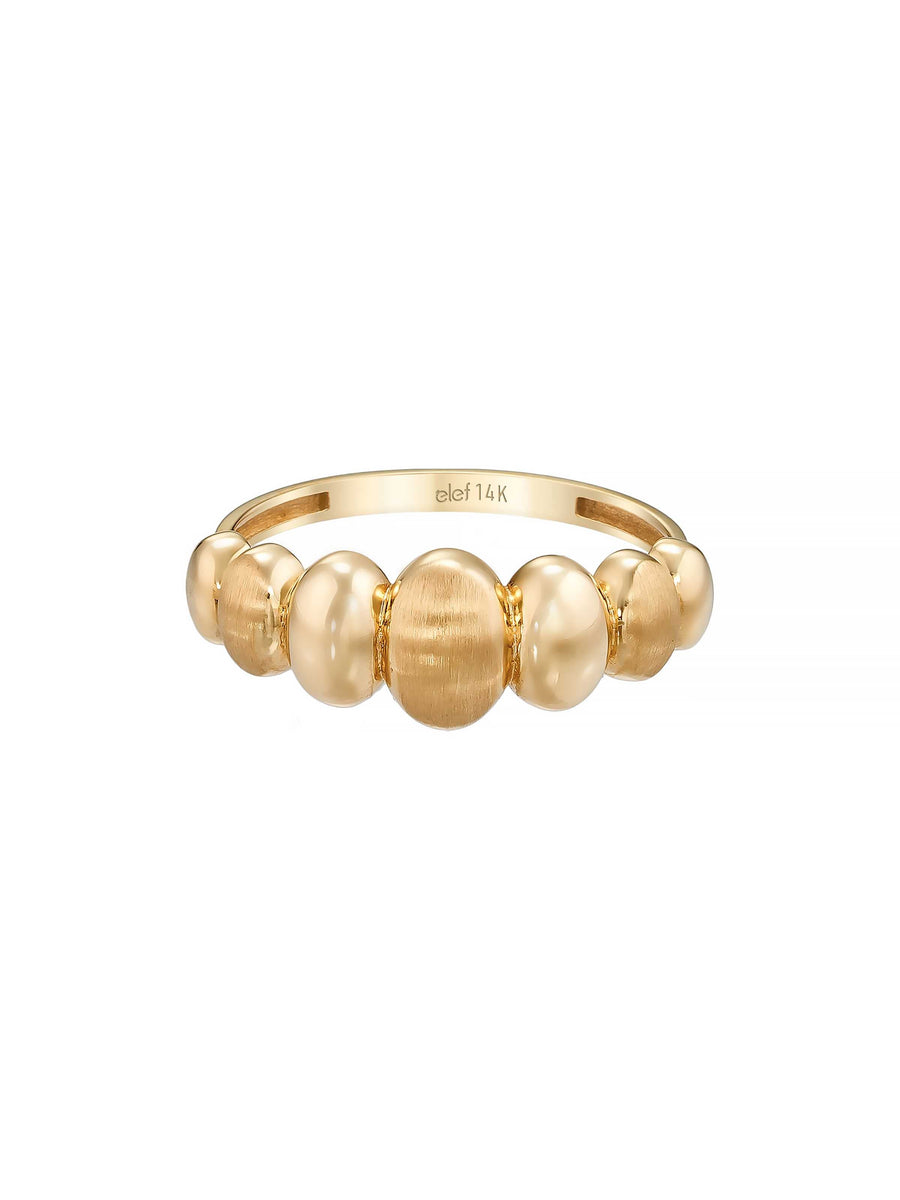 Bombeli Sıralı Modern 14K Altın Yüzük