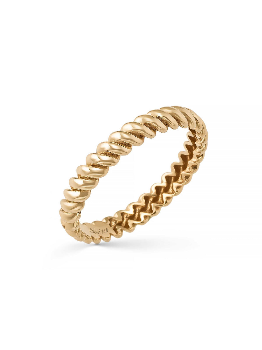 Burgu Dokulu Minimal 14K Altın Yüzük