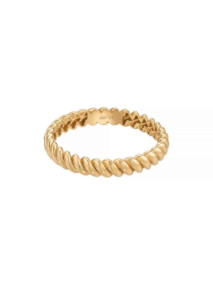 Burgu Dokulu Minimal 14K Altın Yüzük