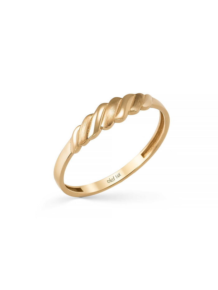 Burgulu Formlu Minimal 14K Altın Yüzük