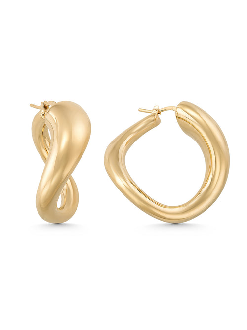 Burgulu Modern Form 14K Altın Küpe - Elef Kuyumculuk