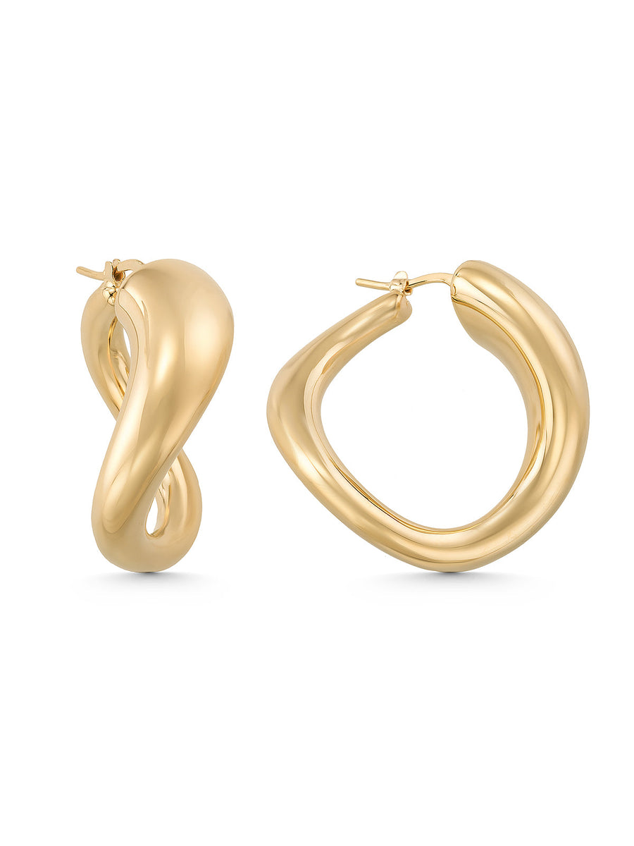 Burgulu Modern Form 14K Altın Küpe