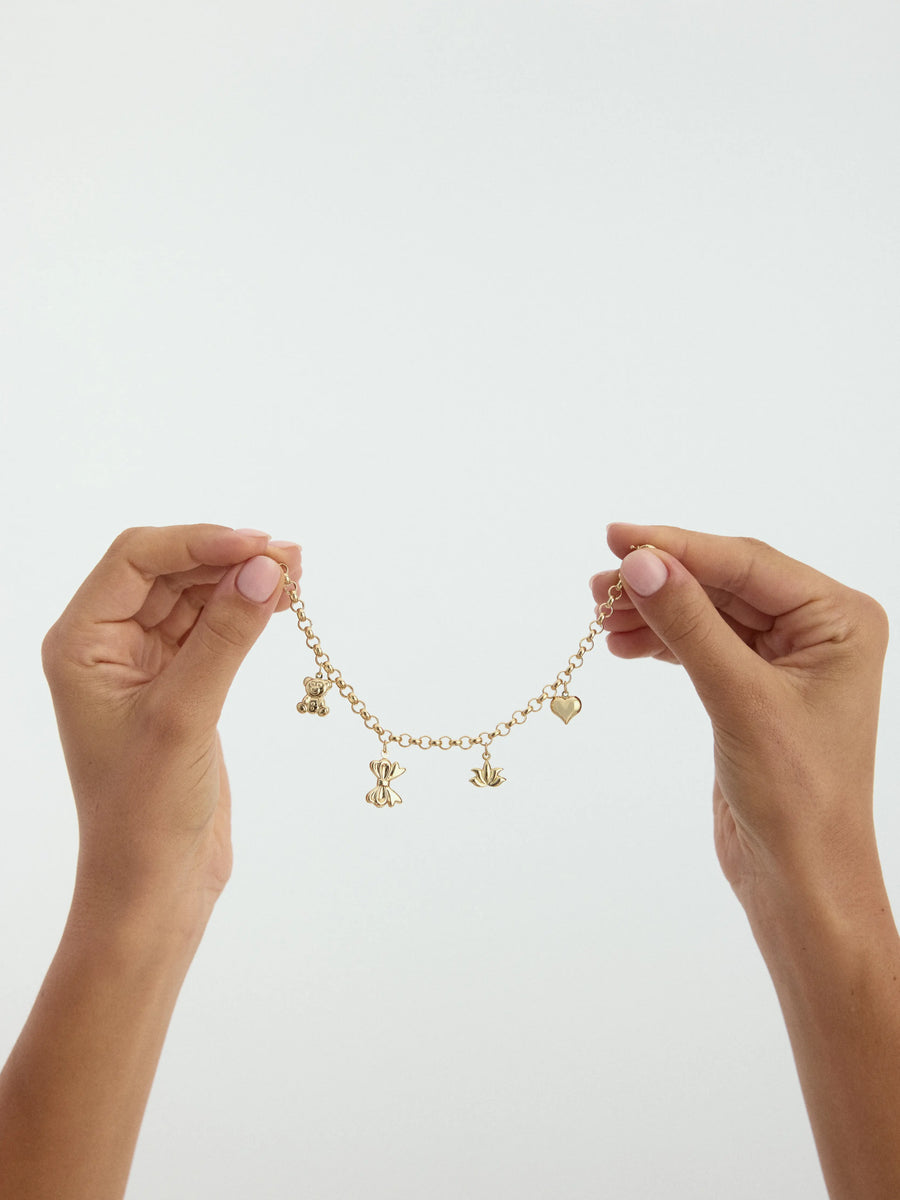 Charm Figürlü 14K Altın Bileklik