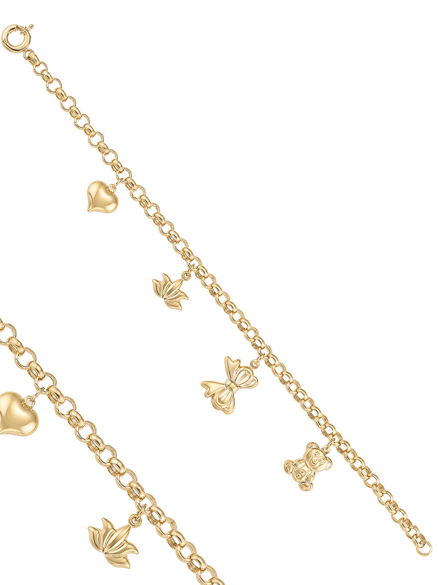 Charm Figürlü 14K Altın Bileklik