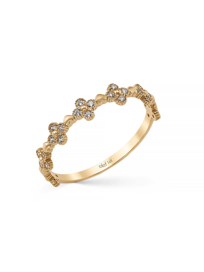 Çiçek Motifli Vintage 14K Altın Yüzük