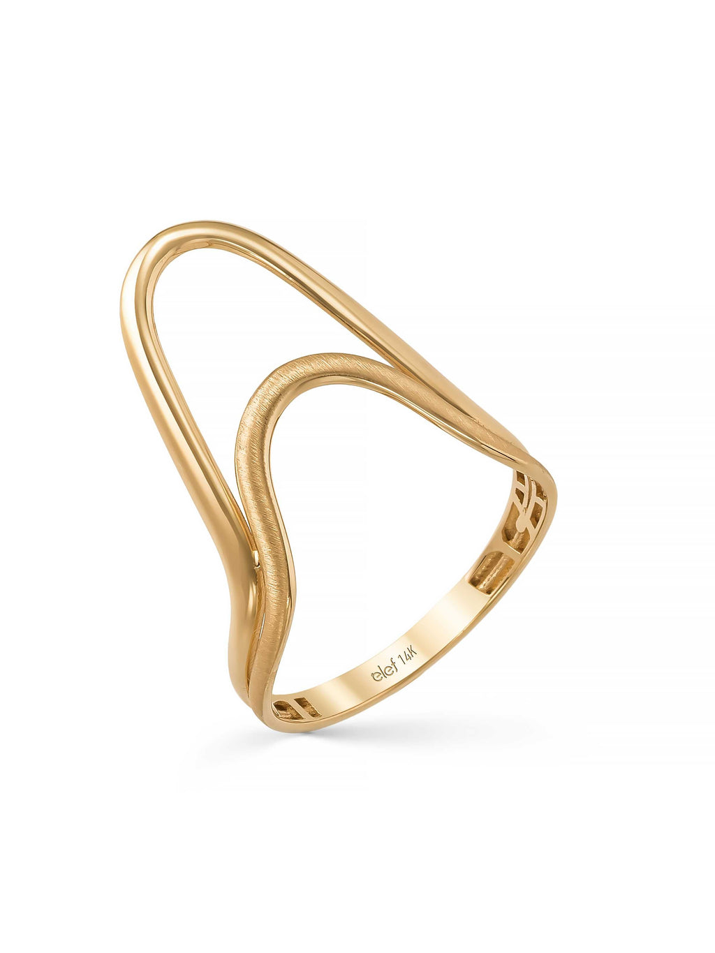 Çift Kavis Formlu Modern 14K Altın Yüzük - Elef Kuyumculuk