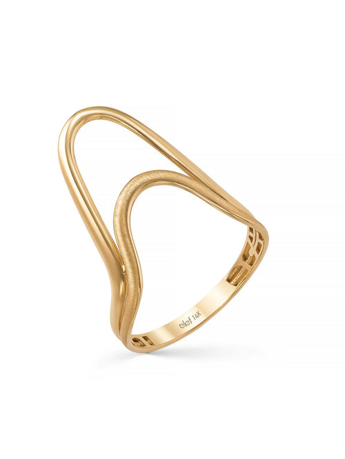 Çift Kavis Formlu Modern 14K Altın Yüzük - Elef Kuyumculuk