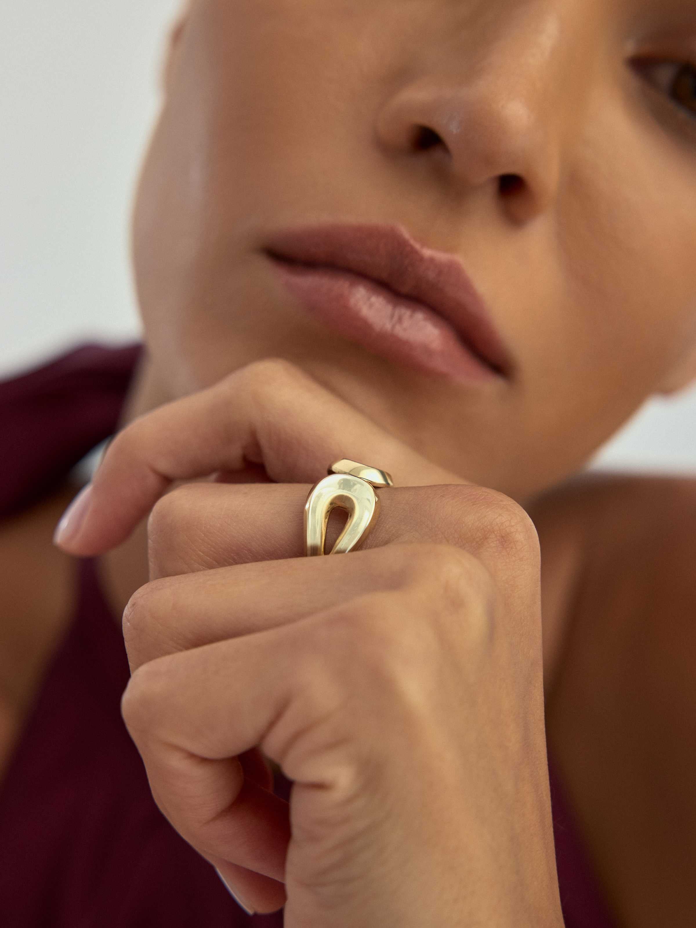 Çift Renk Spiral Formlu Modern 14K Altın Yüzük - Elef Kuyumculuk