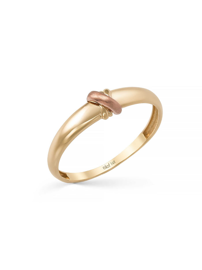 Çift Renkli Modern Düğüm 14K Altın Yüzük