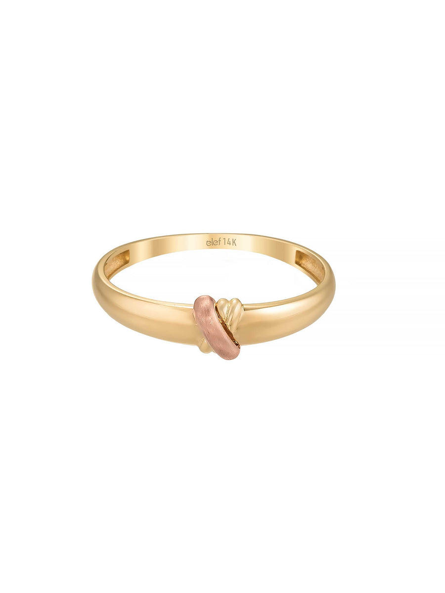 Çift Renkli Modern Düğüm 14K Altın Yüzük