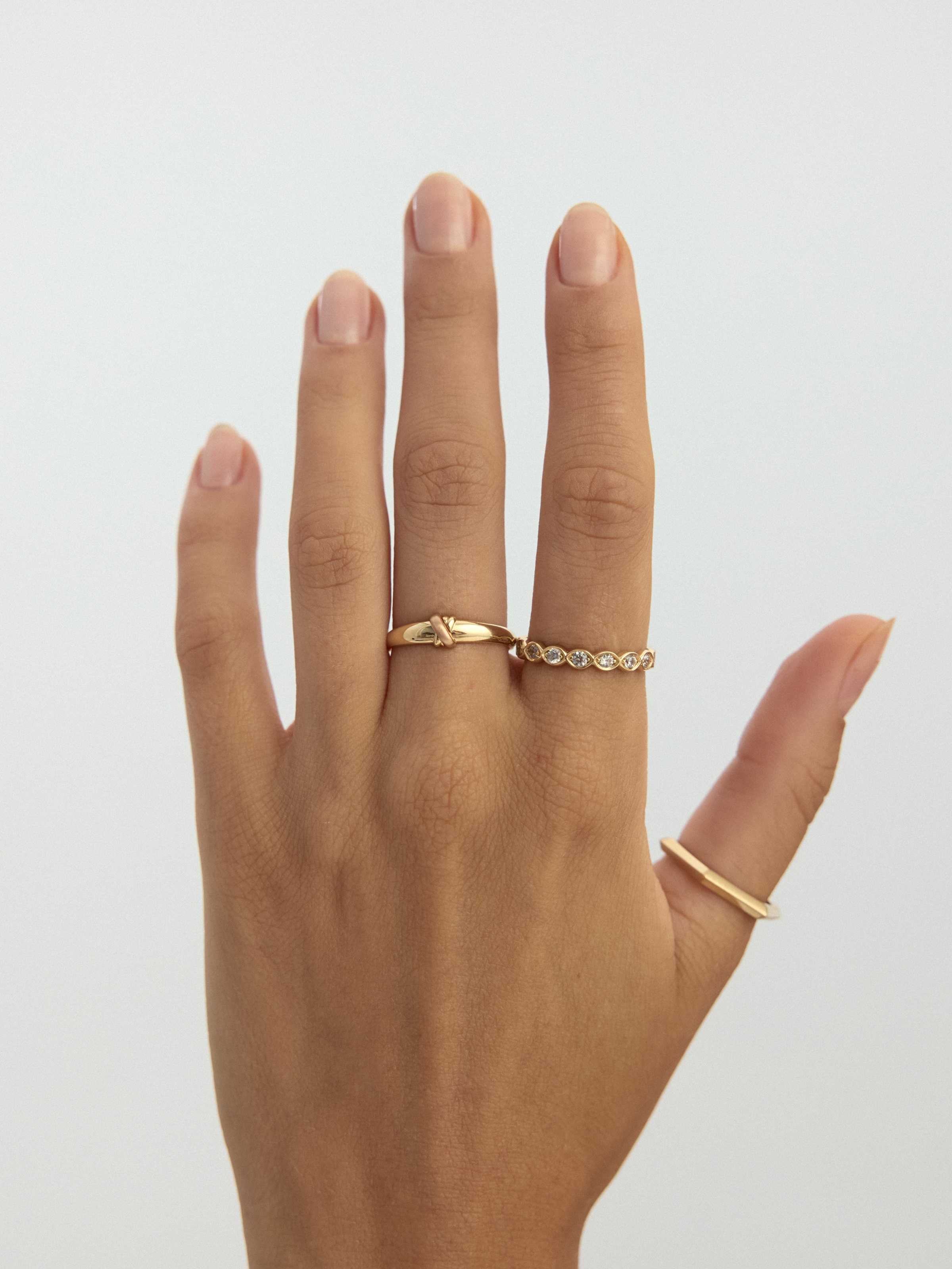 Çift Renkli Modern Düğüm 14K Altın Yüzük - Elef Kuyumculuk