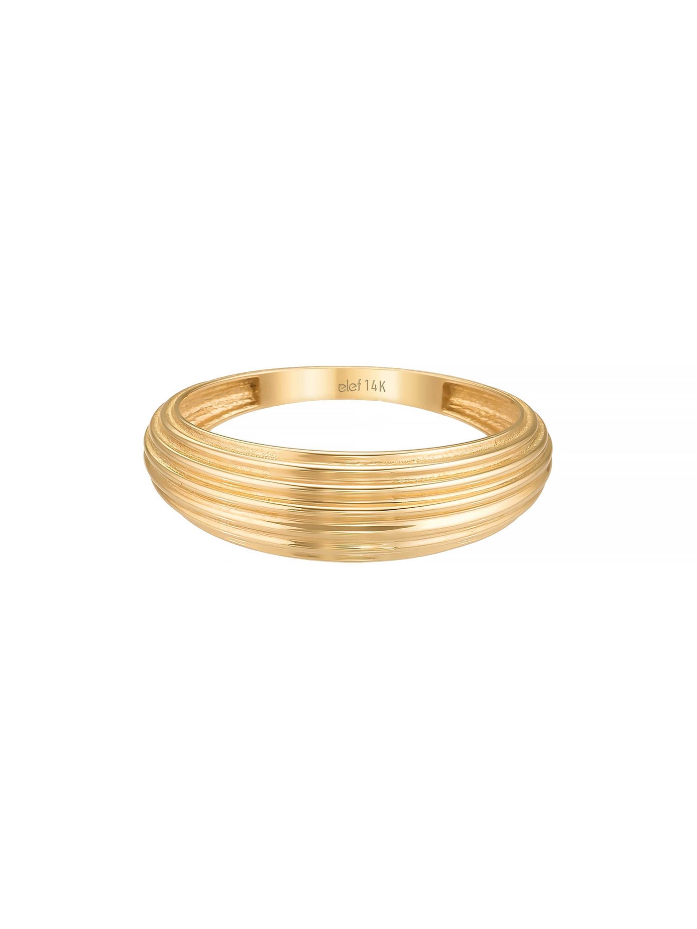 Çizgili Bombeli Modern 14K Altın Yüzük - Elef Kuyumculuk