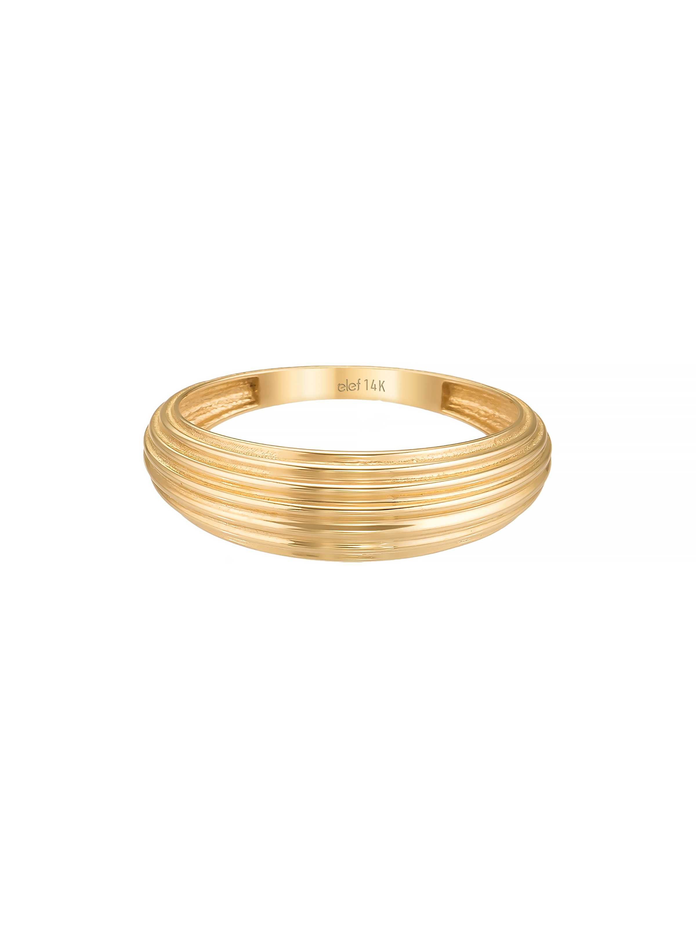 Çizgili Bombeli Modern 14K Altın Yüzük - Elef Kuyumculuk