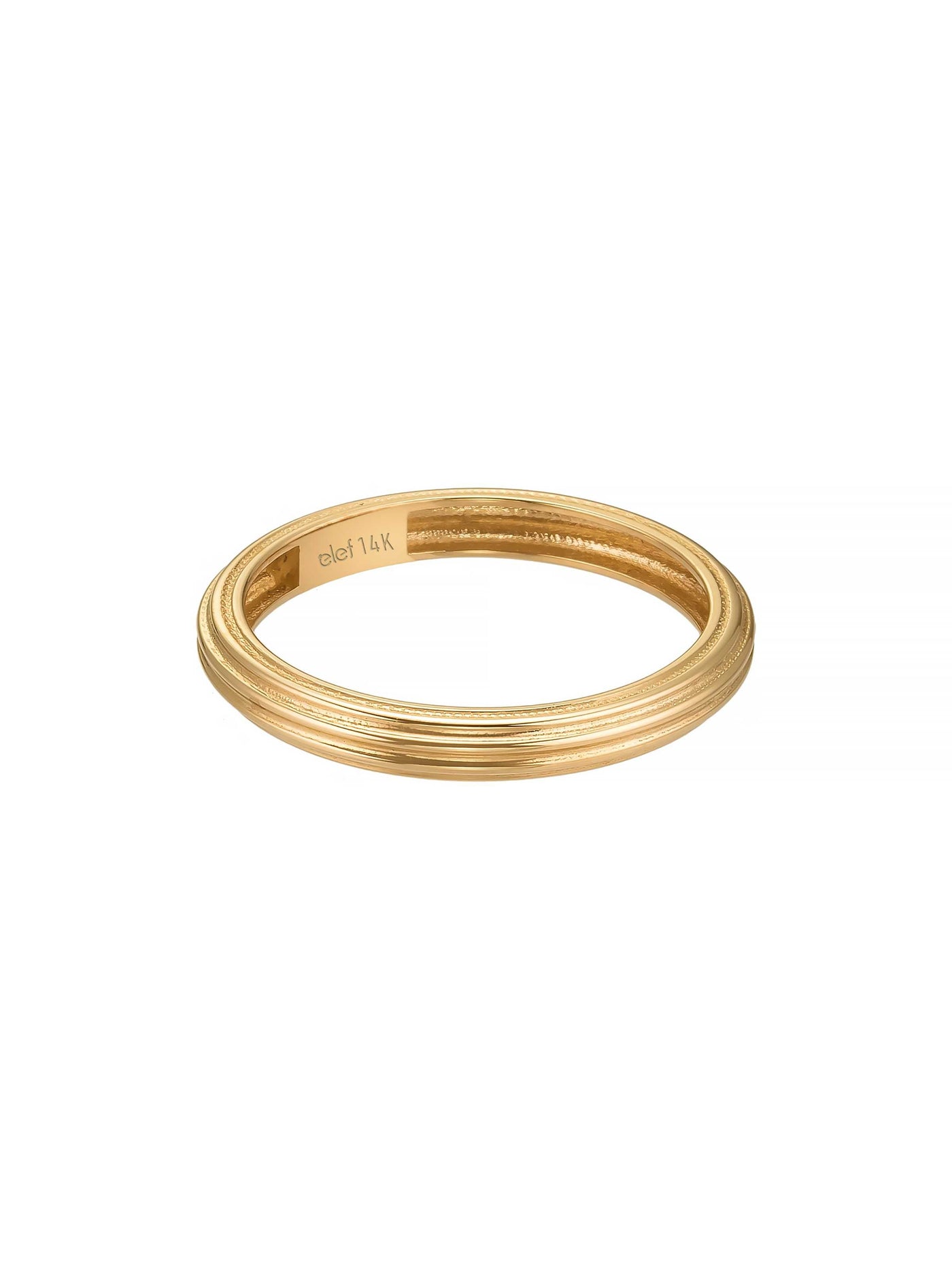 Çizgili Formlu Minimal 14K Altın Yüzük - Elef Kuyumculuk