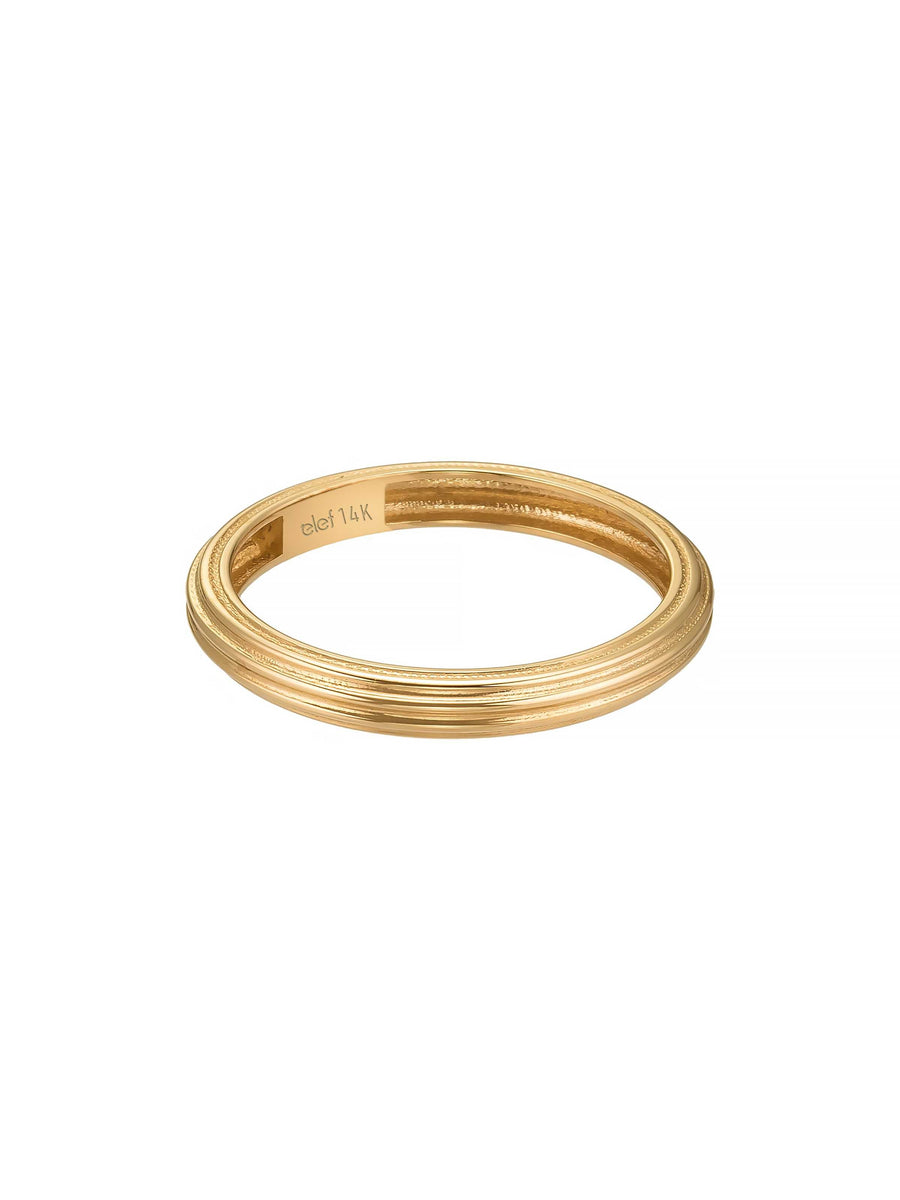 Çizgili Formlu Minimal 14K Altın Yüzük
