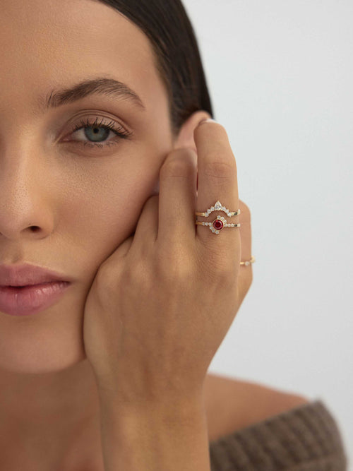Damla Kesim Taşlı Modern 14K Altın Yüzük - Elef Kuyumculuk