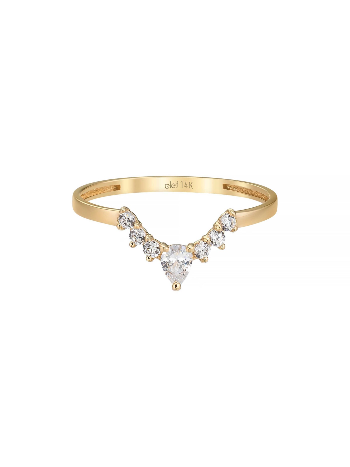Damla Kesim Taşlı Modern 14K Altın Yüzük - Elef Kuyumculuk