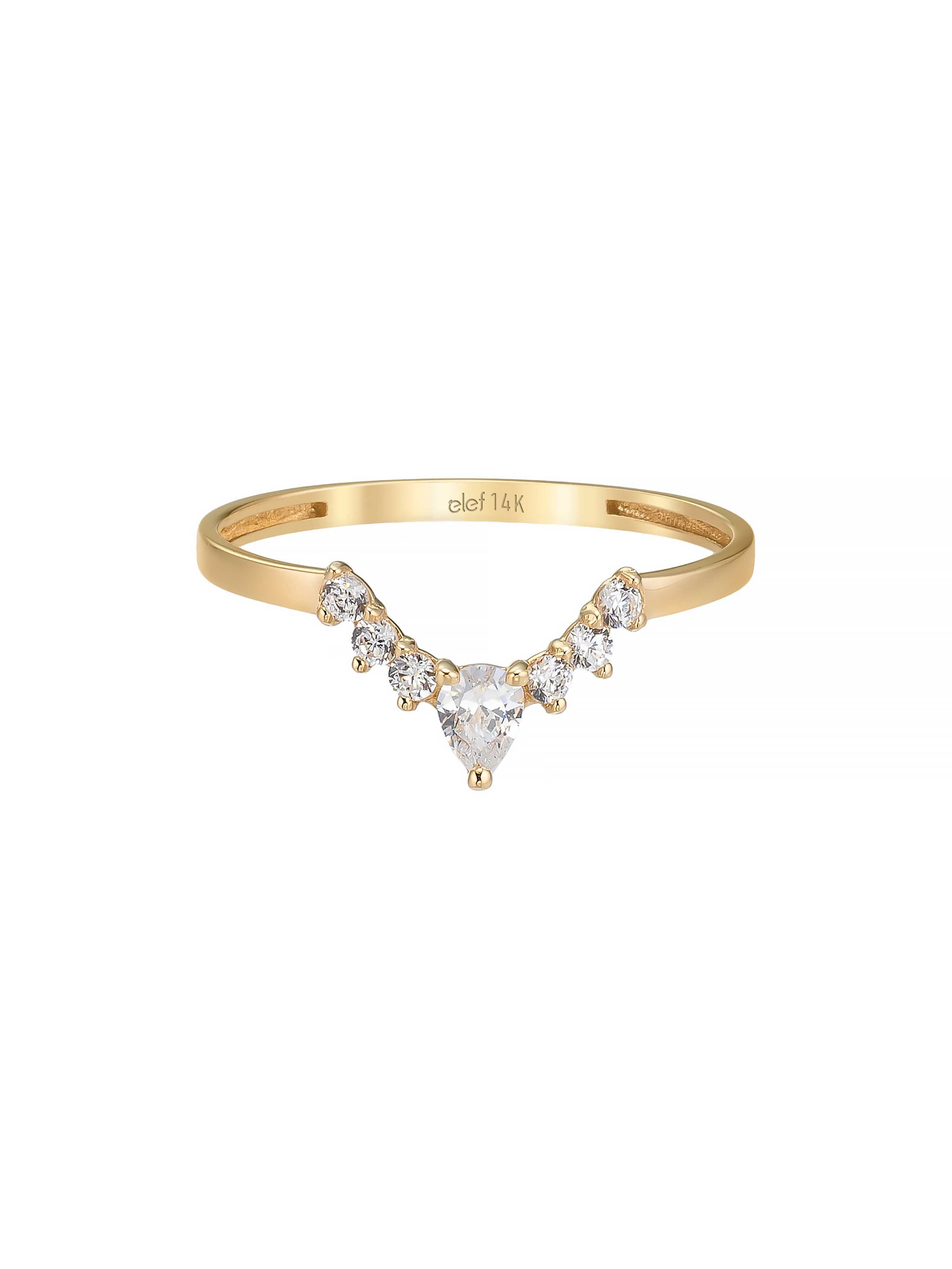 Damla Kesim Taşlı Modern 14K Altın Yüzük - Elef Kuyumculuk