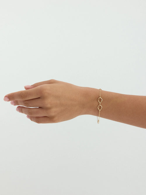 Damlamsı Halkalı Minimal 14K Altın Bileklik - Elef Kuyumculuk