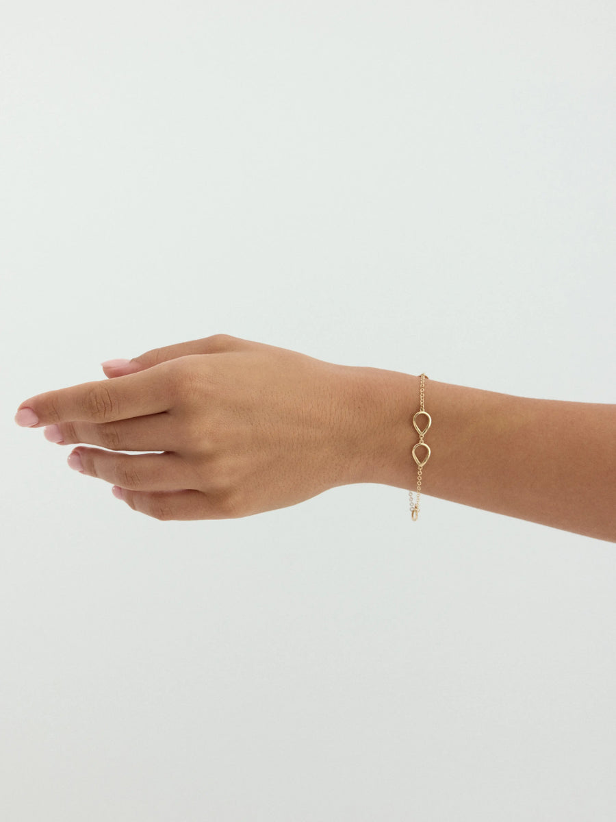 Damlamsı Halkalı Minimal 14K Altın Bileklik