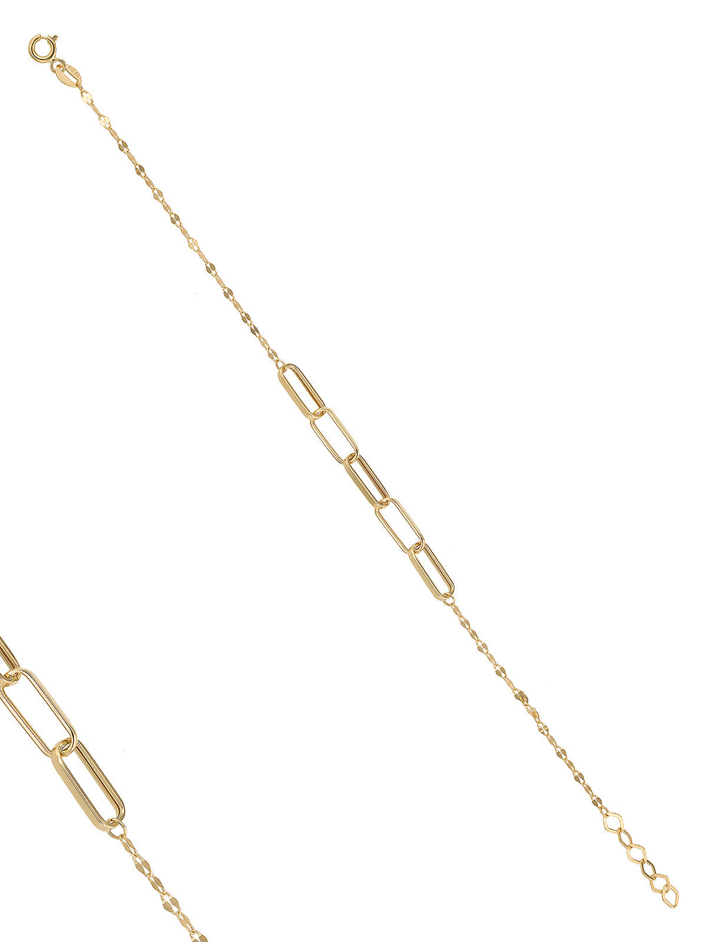 Dikdörtgen Halkalı Modern 14K Altın Bileklik - Elef Kuyumculuk