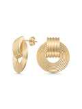 Dokulu Oval Yarım halka 14K Altın Küpe - Elef Kuyumculuk