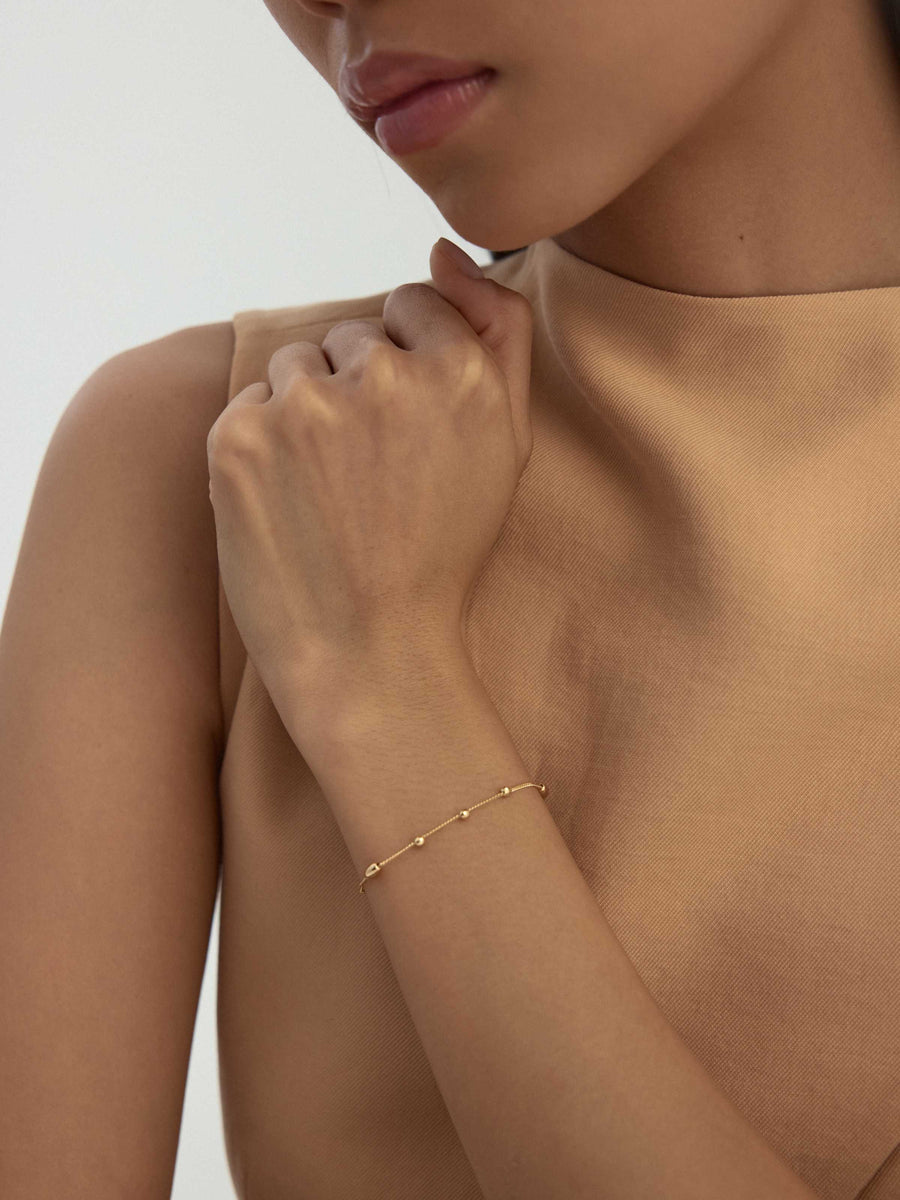 Dorika ve Oval Formlu Minimal 14K Altın Bileklik