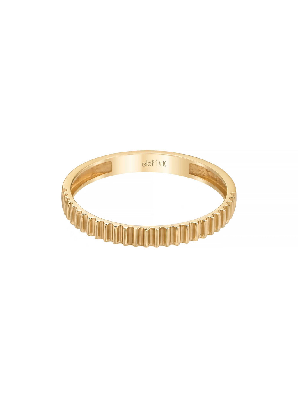 Düz Dişli Formlu Minimal 14K Altın Yüzük - Elef Kuyumculuk