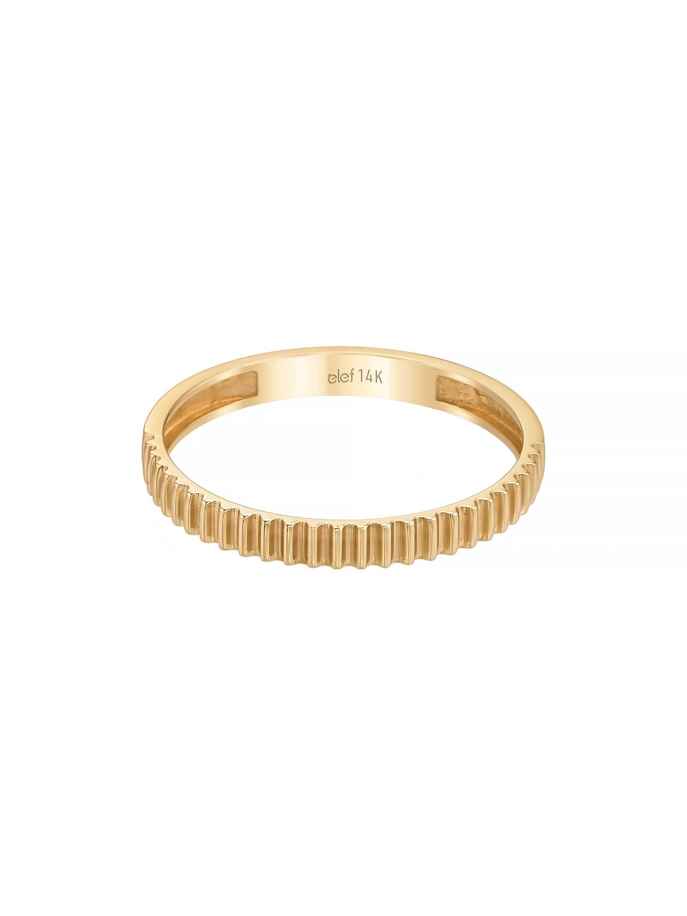 Düz Dişli Formlu Minimal 14K Altın Yüzük - Elef Kuyumculuk