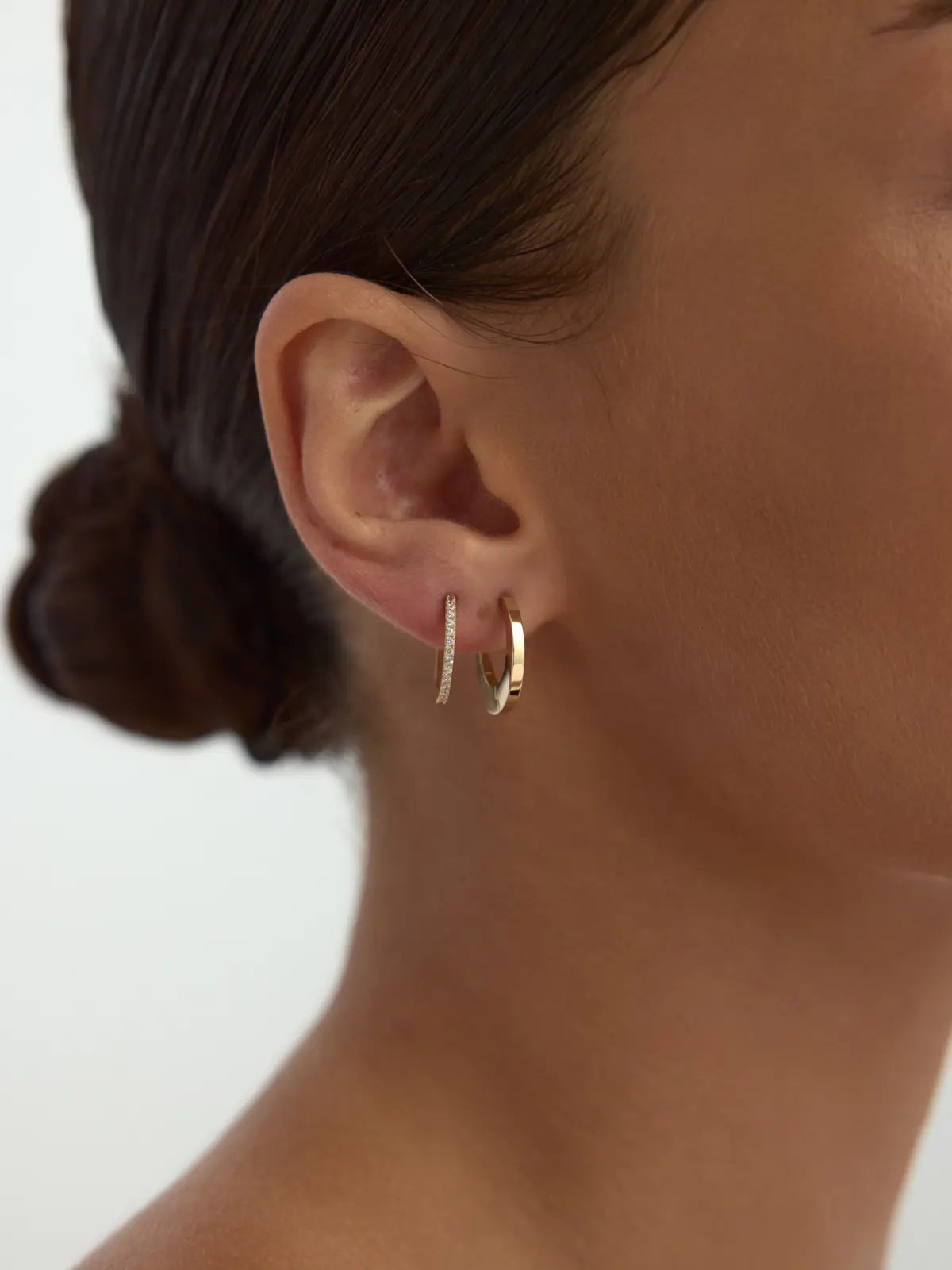 Düz Formlu Minimal 14K Altın Halka Küpe - Elef Kuyumculuk