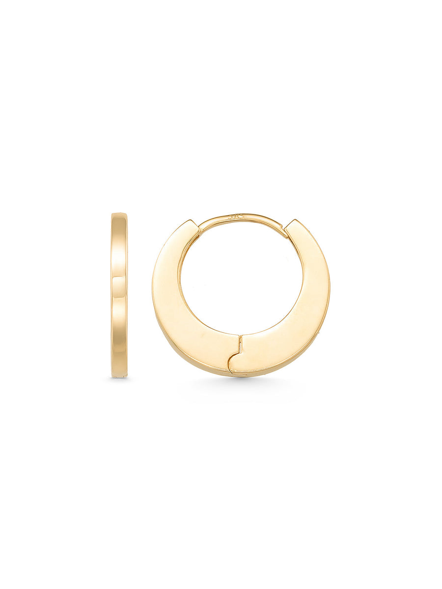 Düz Formlu Minimal 14K Altın Halka Küpe
