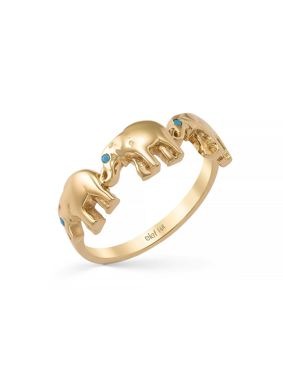 Fil Figürlü Modern 14K Altın Yüzük