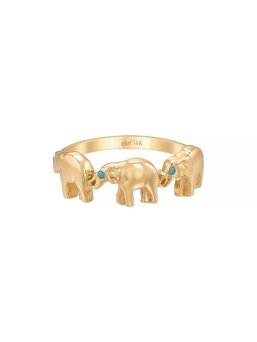 Fil Figürlü Modern 14K Altın Yüzük