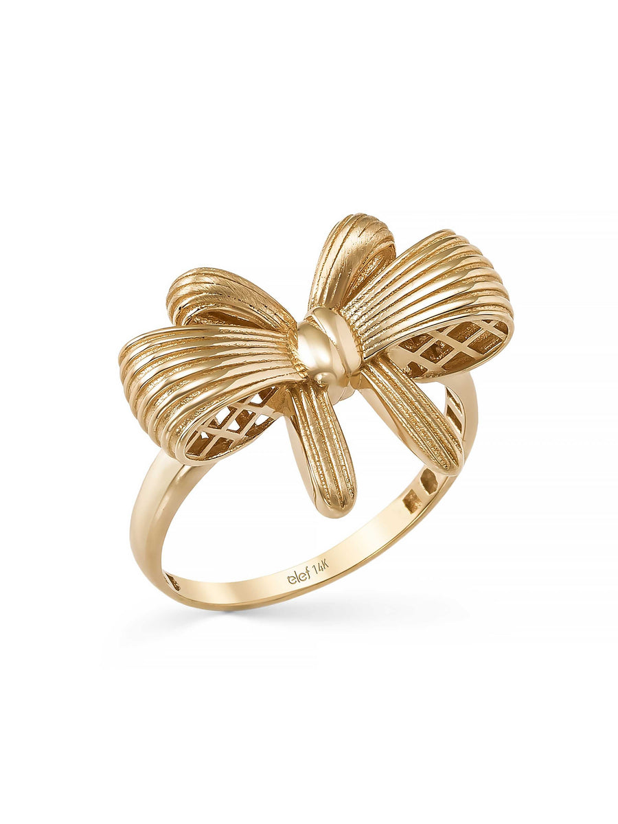 Fiyonk Formlu Romantik 14K Altın Yüzük