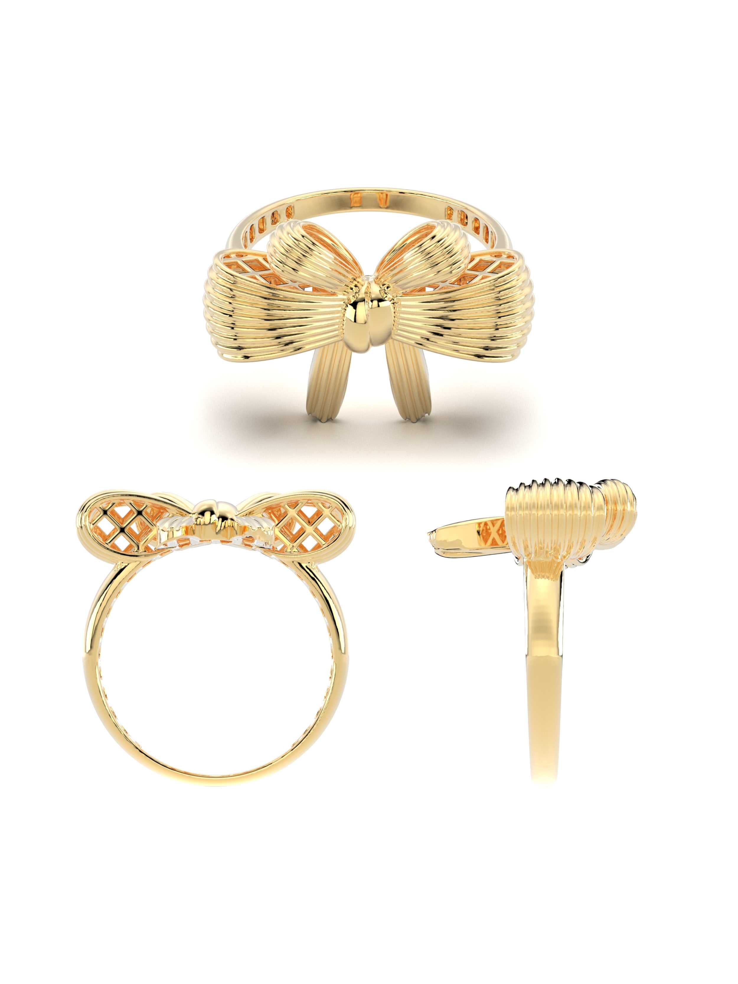 Fiyonk Formlu Romantik 14K Altın Yüzük - Elef Kuyumculuk