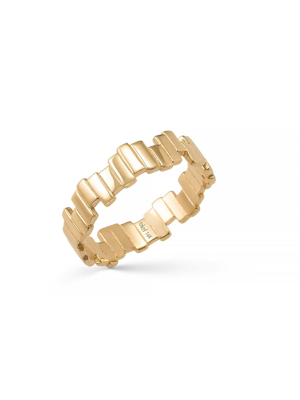 Geometrik Doku Modern 14K Altın Yüzük - Elef Kuyumculuk