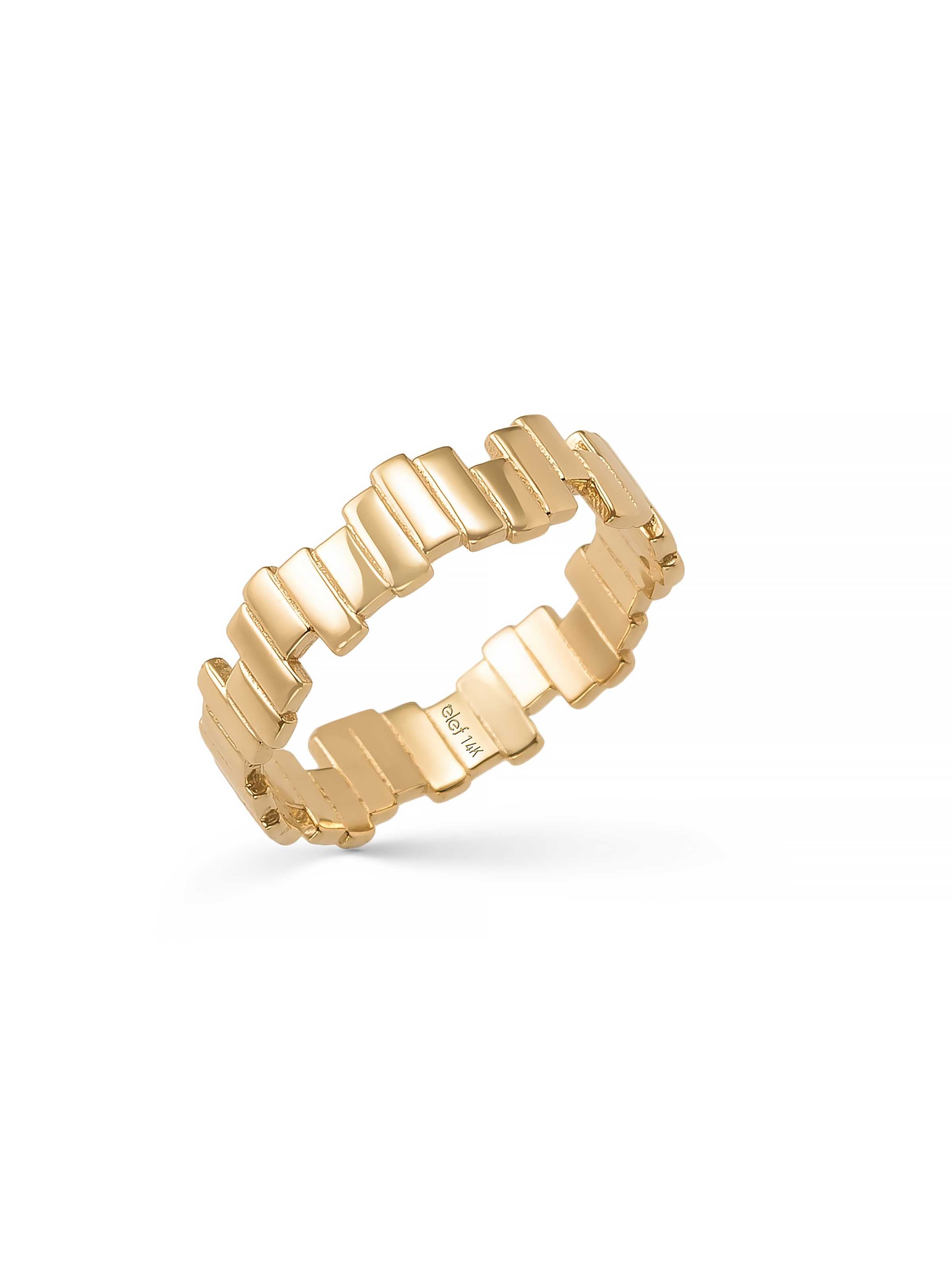 Geometrik Doku Modern 14K Altın Yüzük - Elef Kuyumculuk