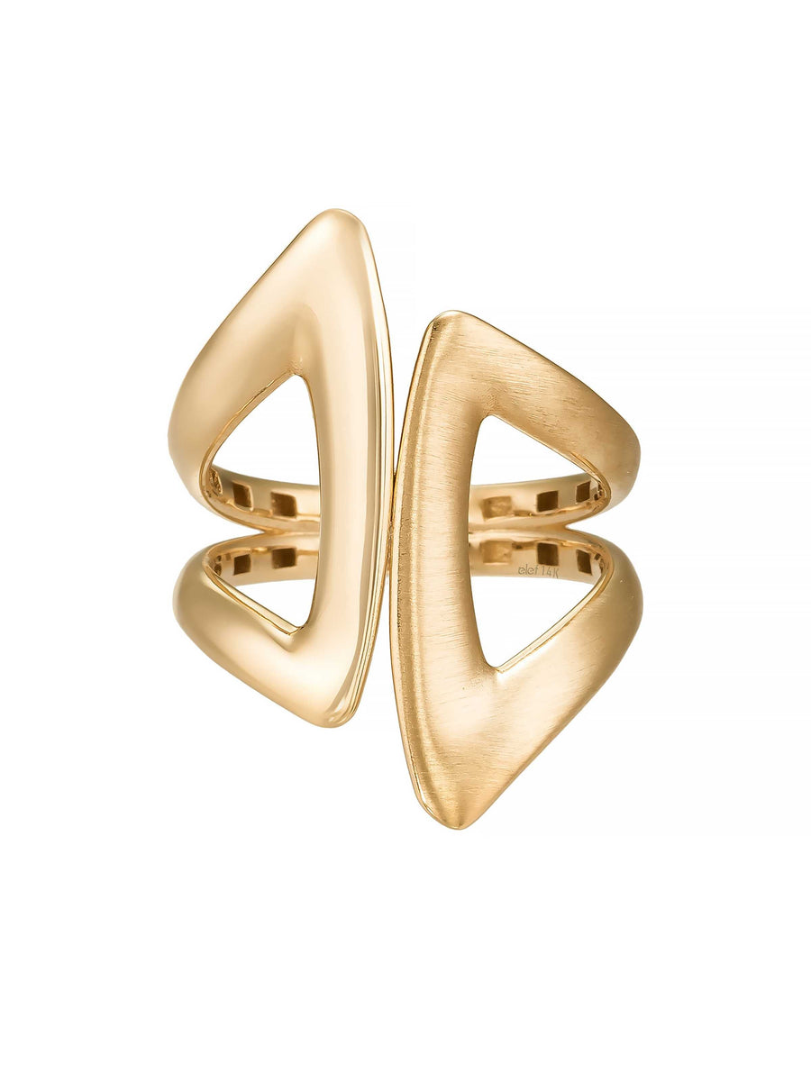 Geometrik Formlu Modern 14K Altın Yüzük