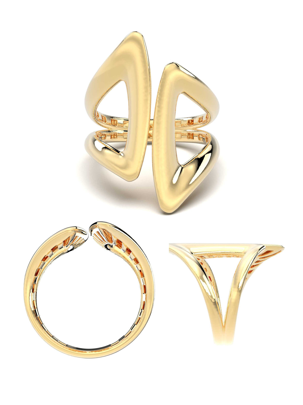 Geometrik Formlu Modern 14K Altın Yüzük - Elef Kuyumculuk