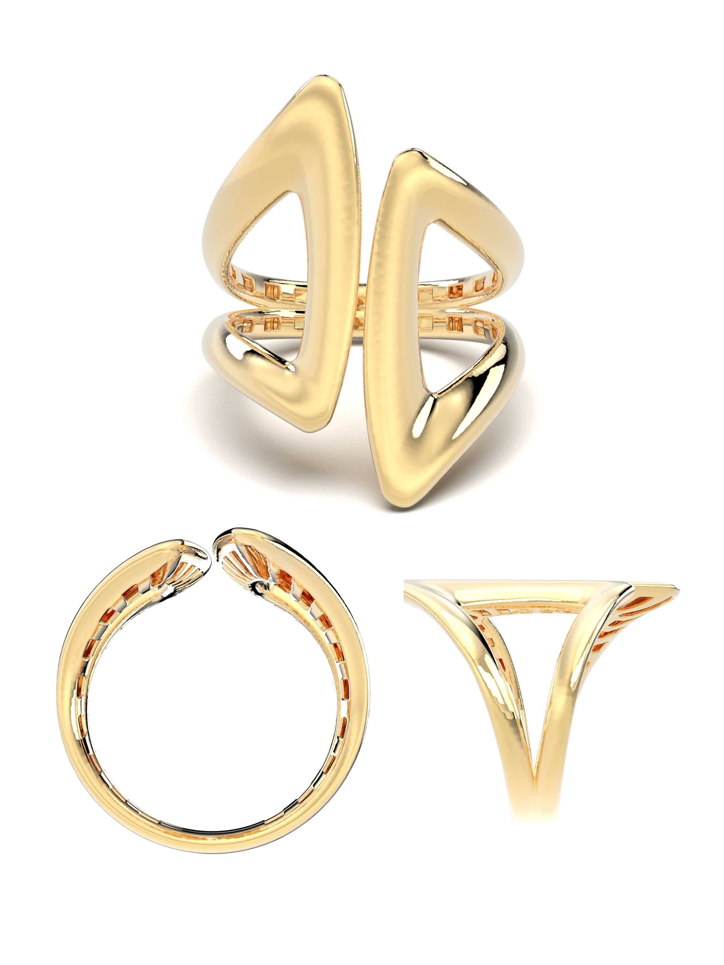 Geometrik Formlu Modern 14K Altın Yüzük - Elef Kuyumculuk