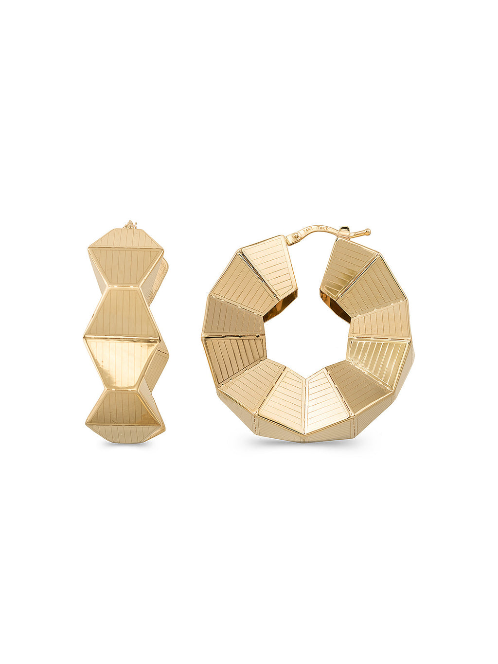 Geometrik Kesim Halka 14K Altın Küpe - Elef Kuyumculuk