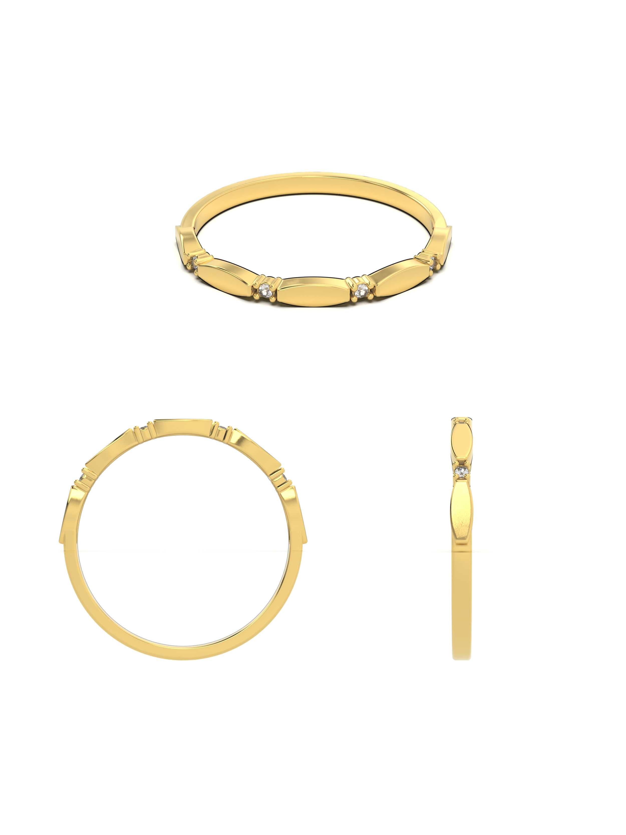 Geometrik Motifli Minimal 14K Altın Yüzük - Elef Kuyumculuk