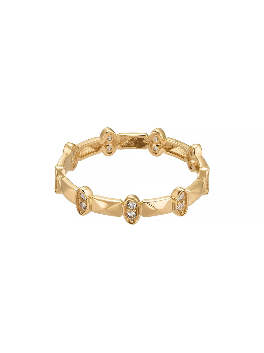 Geometrik Motifli Oval Taşlı 14K Altın Yüzük - Elef Kuyumculuk