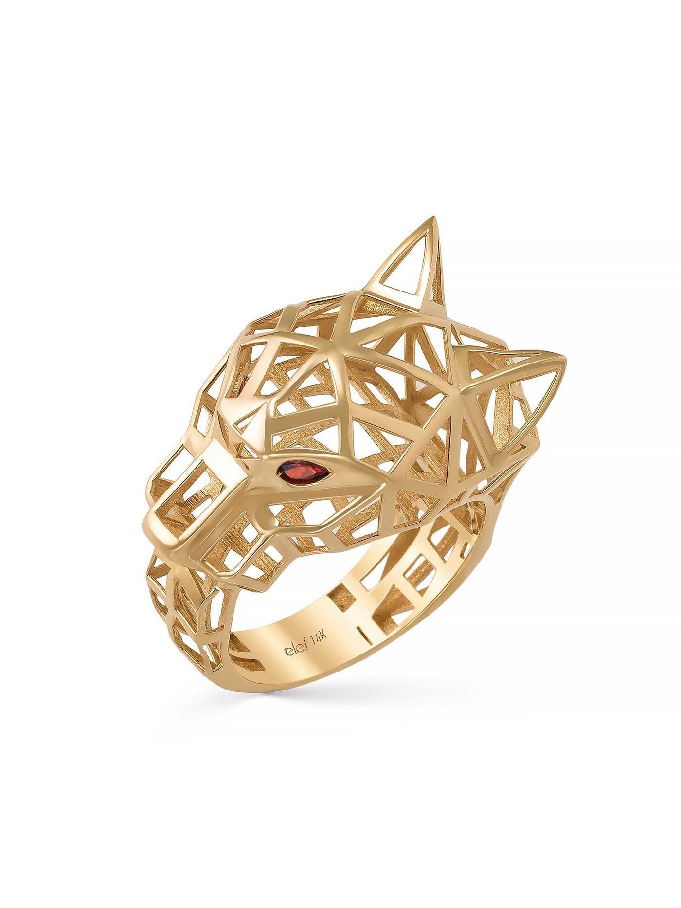 Geometrik Panter Formlu 14K Altın Yüzük - Elef Kuyumculuk