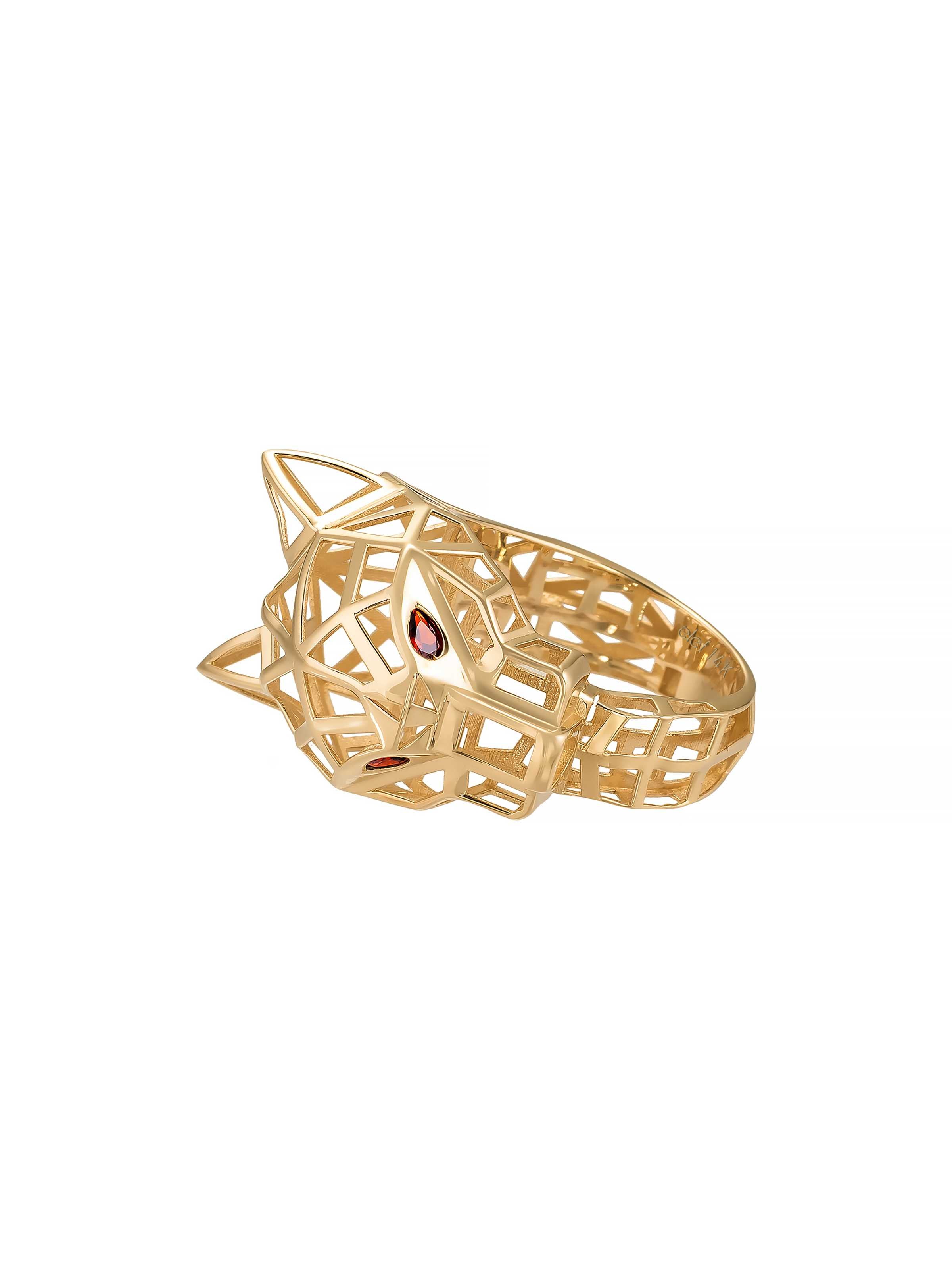 Geometrik Panter Formlu 14K Altın Yüzük - Elef Kuyumculuk