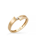 Geometrik Tek Taşlı Modern 14K Altın Yüzük - Elef Kuyumculuk